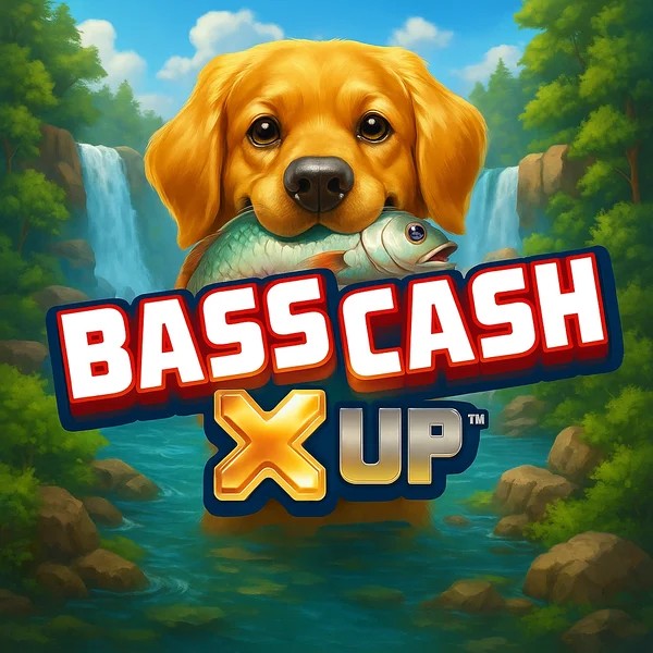 Bass Cash X UP slot logo by Alchemy Gaming at Spinsy Casino