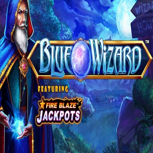 Blue Wizard Fire Blaze Jackpots casino game by Rarestone Gaming – featured logo at Spinsy Casino