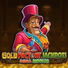Try Gold Factory Jackpots Mega Moolah slot by Aurum Signature Studios on spinsy-casinoo.com – logo image