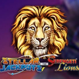 Stellar Jackpots with Serengeti Lions online game logo by Lightning Box Game on spinsy-casinoo.com